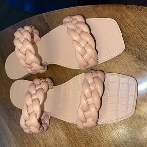 Braided nude flat sandal